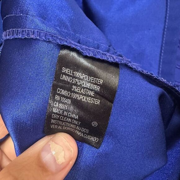 Tahari Royal Blue Long Tie Sleeve Floral Dress - Picture 7 of 7